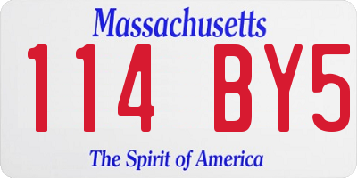 MA license plate 114BY5