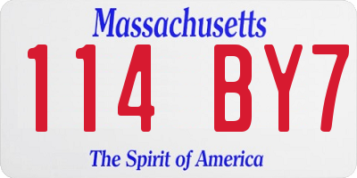 MA license plate 114BY7