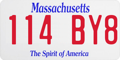 MA license plate 114BY8