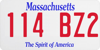 MA license plate 114BZ2