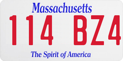 MA license plate 114BZ4