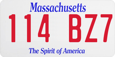 MA license plate 114BZ7