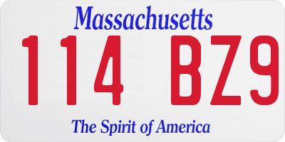 MA license plate 114BZ9