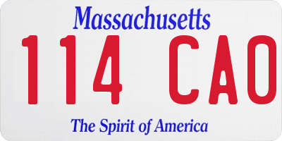 MA license plate 114CA0