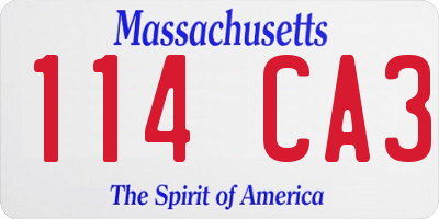 MA license plate 114CA3