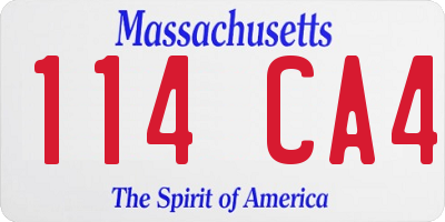 MA license plate 114CA4