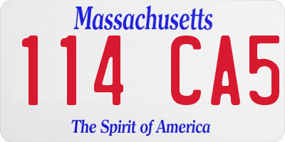 MA license plate 114CA5