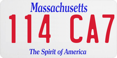 MA license plate 114CA7