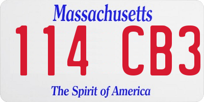 MA license plate 114CB3