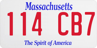 MA license plate 114CB7