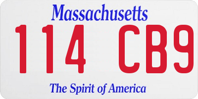 MA license plate 114CB9