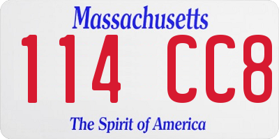 MA license plate 114CC8