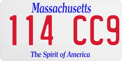 MA license plate 114CC9
