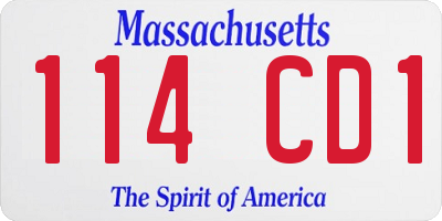 MA license plate 114CD1