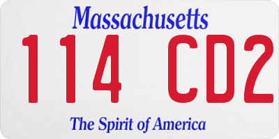 MA license plate 114CD2