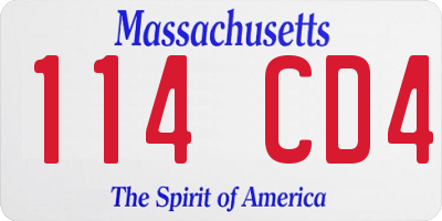 MA license plate 114CD4