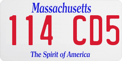 MA license plate 114CD5