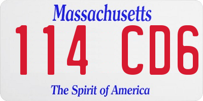 MA license plate 114CD6