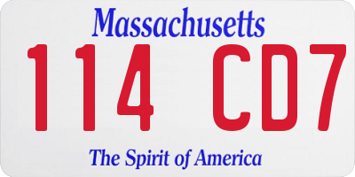 MA license plate 114CD7