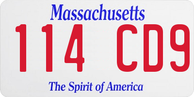MA license plate 114CD9