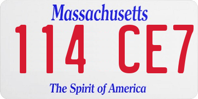 MA license plate 114CE7