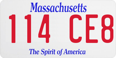 MA license plate 114CE8