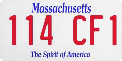 MA license plate 114CF1