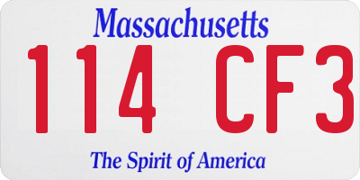 MA license plate 114CF3