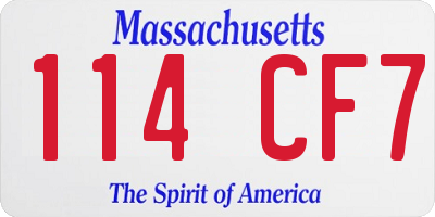 MA license plate 114CF7