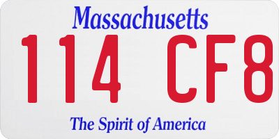 MA license plate 114CF8