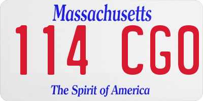 MA license plate 114CG0