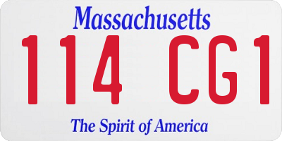 MA license plate 114CG1
