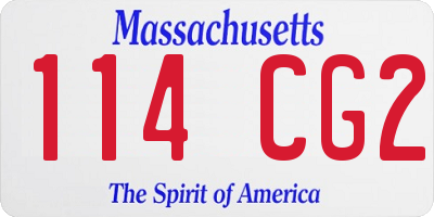 MA license plate 114CG2