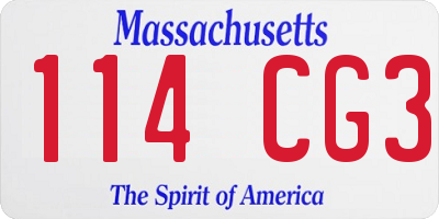 MA license plate 114CG3