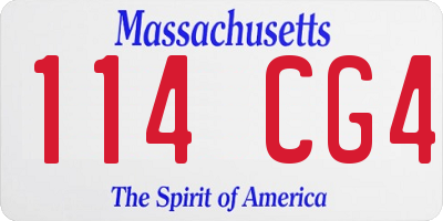 MA license plate 114CG4