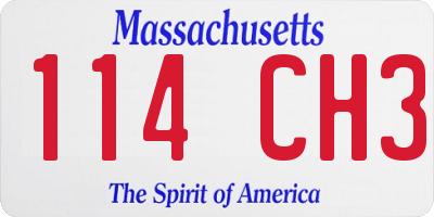 MA license plate 114CH3