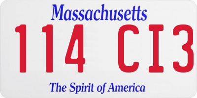 MA license plate 114CI3