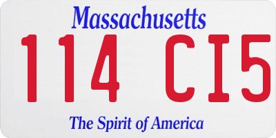 MA license plate 114CI5