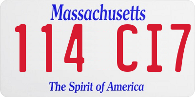 MA license plate 114CI7