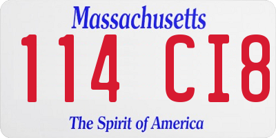 MA license plate 114CI8