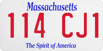 MA license plate 114CJ1
