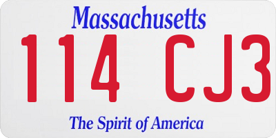 MA license plate 114CJ3