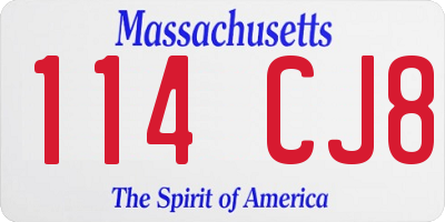MA license plate 114CJ8