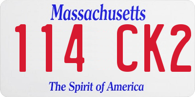 MA license plate 114CK2