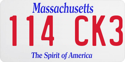 MA license plate 114CK3