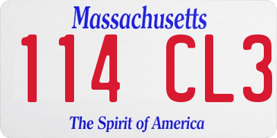 MA license plate 114CL3