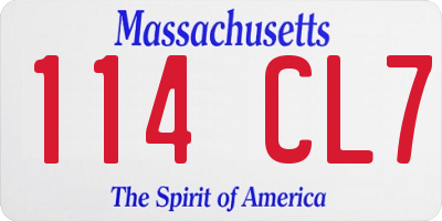 MA license plate 114CL7