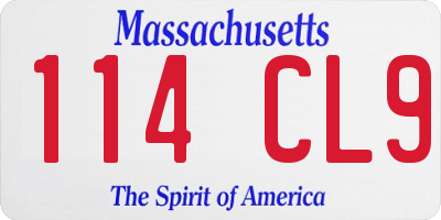 MA license plate 114CL9