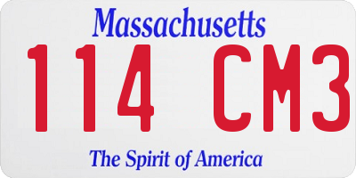 MA license plate 114CM3