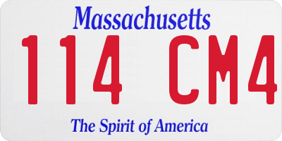 MA license plate 114CM4